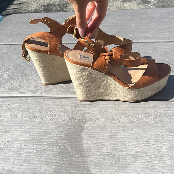 Steve Madden brown leather and canvas wedge - Picture 2 of 3